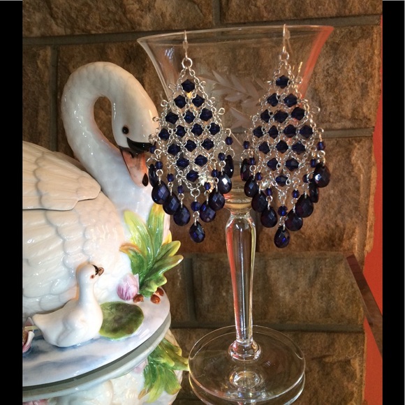 Jewelry - NWOT BLUE CHANDELIER EARRINGS